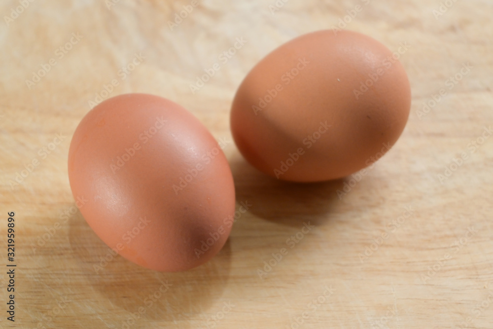 hen egg put on wood cutting board in kitchen prepare cooking hen egg put on wood cutting board in kitchen prepare cooking