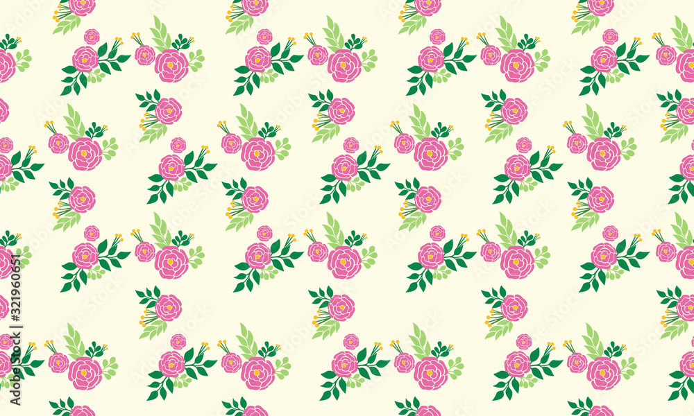 Elegant spring flower pattern background, with leaf floral cute design.