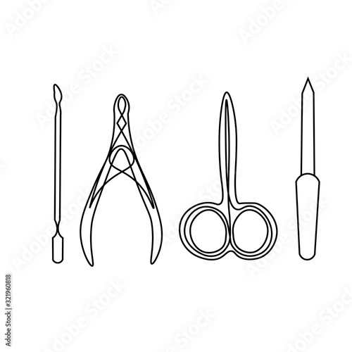 set of tools  manicure tools nail clippers nail file scissors spatula
