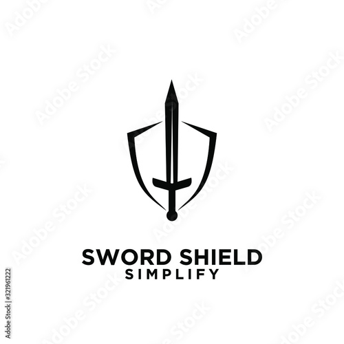 sword and shield logo icon design vector