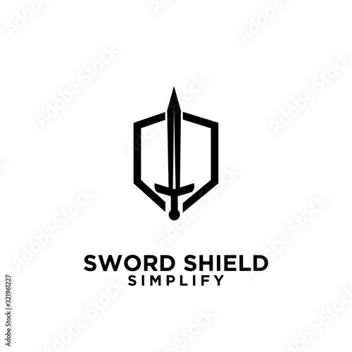 sword and shield logo icon design vector