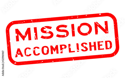 Grunge red mission accomplished word square rubber seal stamp on white background