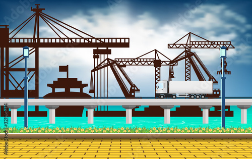 landscape of cargo port	
