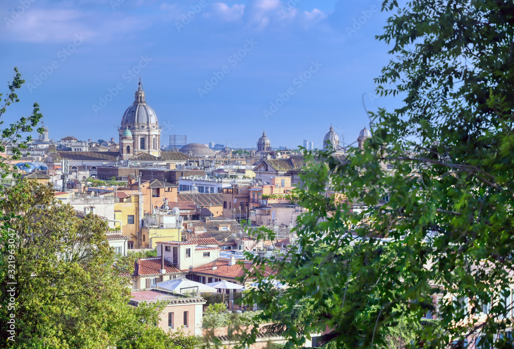 Rooftops in Rome, Italy and Vatican City.