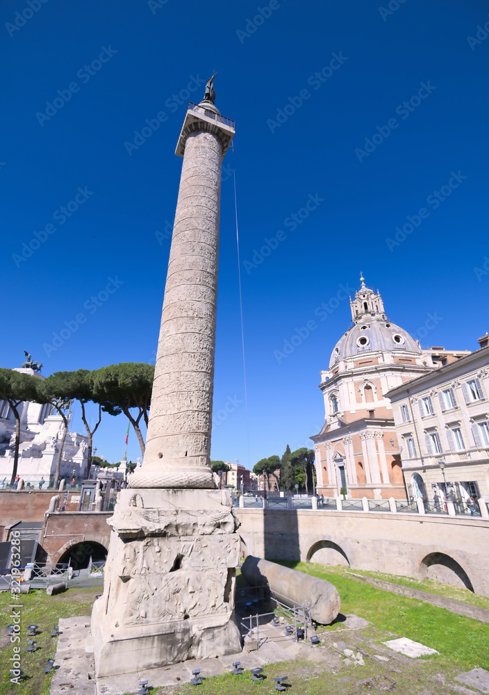 Trajan's Column and Trajan's Forum located in Rome; Italy.