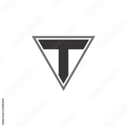 Triangle with T letter logo design vector