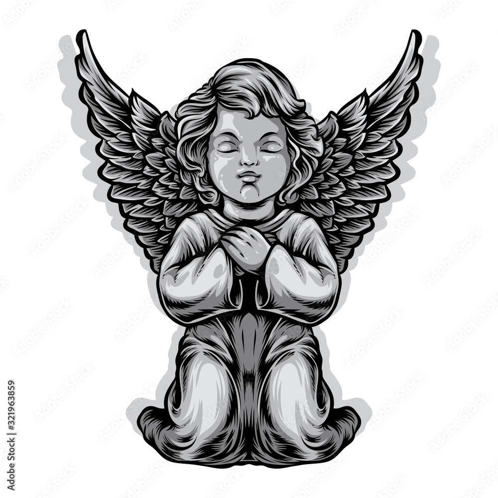 baby angel statue vector illustration Stock Vector Adobe Stock