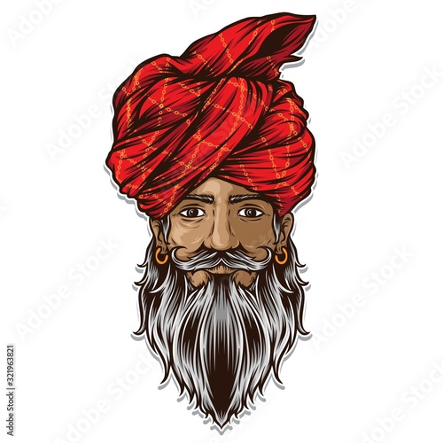 indian men wearing turban vector