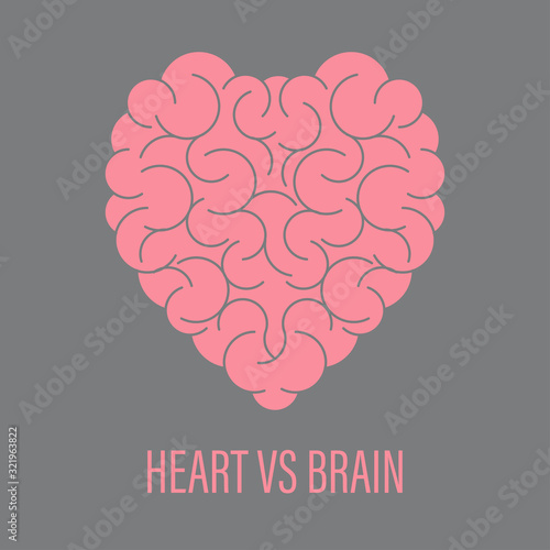 brain vs heart concept idea isolated vector
