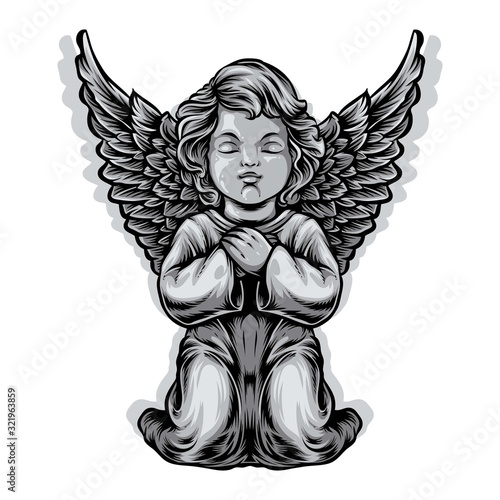 baby angel statue vector illustration