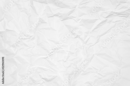 White crumpled paper texture background. Clean white paper. Top view.	