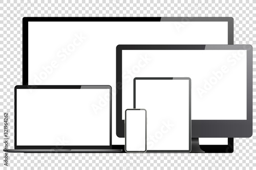 Computer tv laptop mobile set vector illustration