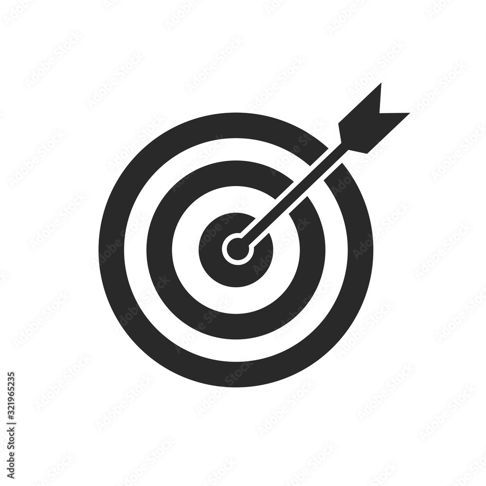 The arrow presses the target button., Focusing on goals, success, successful investment, successful business strategy, targeted investment strategies, icon illustrations and vector The arrow presses the target button., Focusing on goals, success, successful investment, successful business strategy, targeted investment strategies, icon illustrations and vector