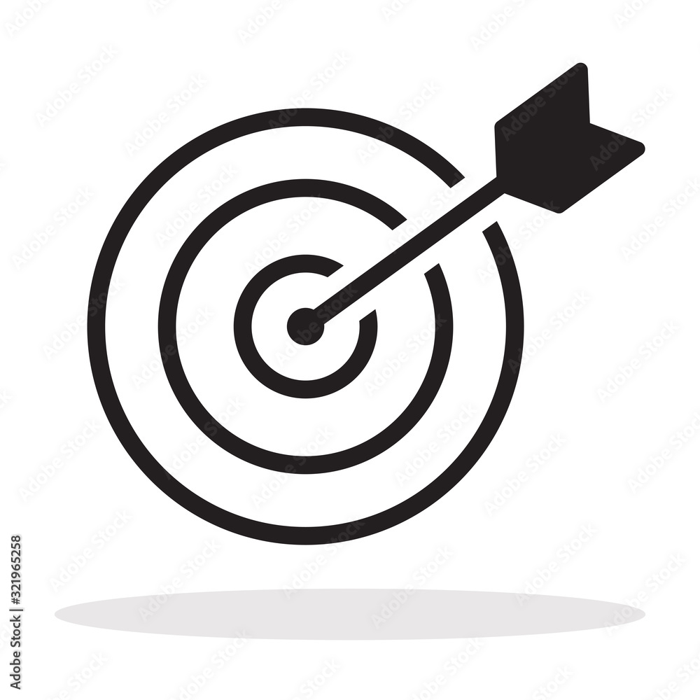 The arrow presses the target button., Focusing on goals, success, successful investment, successful business strategy, targeted investment strategies, icon illustrations and vector The arrow presses the target button., Focusing on goals, success, successful investment, successful business strategy, targeted investment strategies, icon illustrations and vector