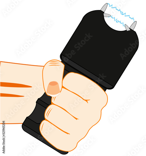 Device for defence taser in hand of the person