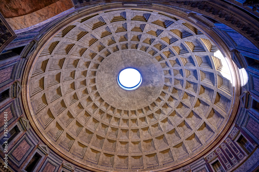 Rome, Italy - June 1, 2019 - The interior of the Pantheon located in Rome, Italy.