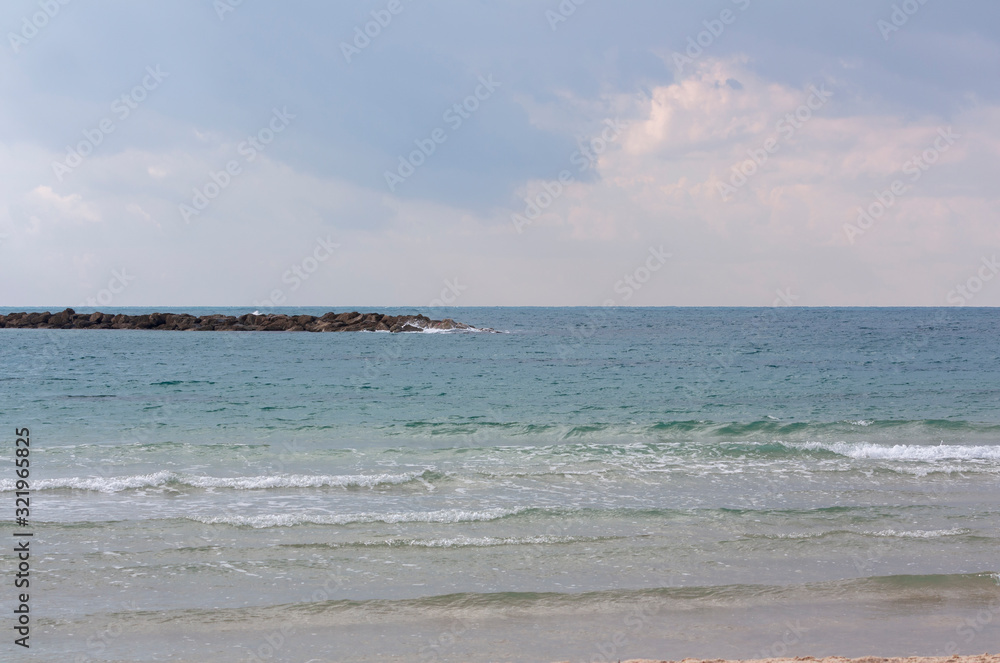 Bad windy weather seascape with cloudy sky Bad windy weather seascape with cloudy sky