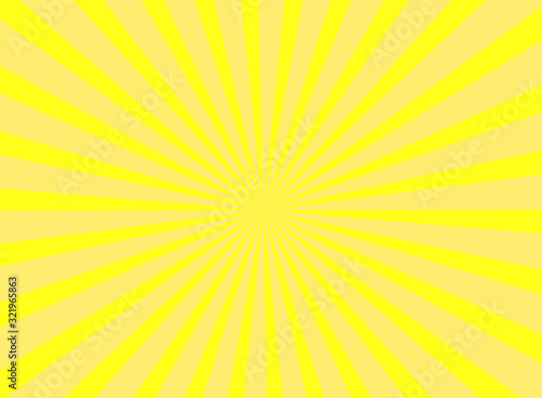 Vector The yellow-orange rays of the sun in the morning In the form of a cartoon background