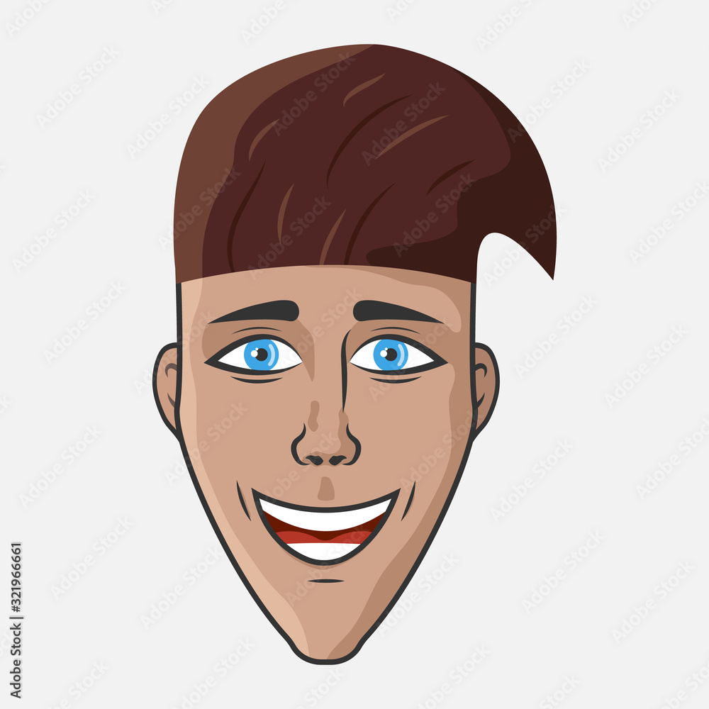 Character for your project. Cartoon vector illustration design. The man with brown hair. Portrait of smiling man. Character for your project. Cartoon vector illustration design. The man with brown hair. Portrait of smiling man.