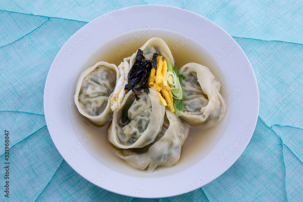 Dumpling soup which is called ManDutGuk in Korean Dumpling soup which is called ManDutGuk in Korean