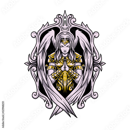 angel woman praying vector illustration