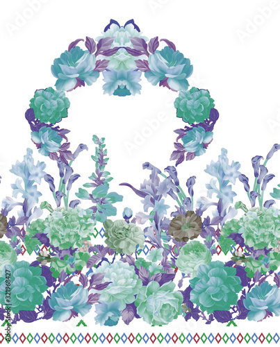 frame of blue flowers