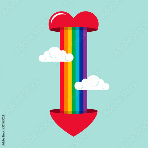Happy valentine’s day background with LGBT concept decorative with red heart and rainbow