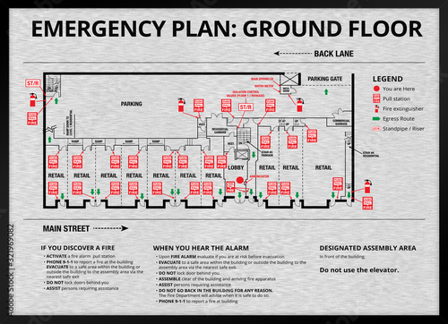 Fotografie, Obraz Emergency plan or egress plan