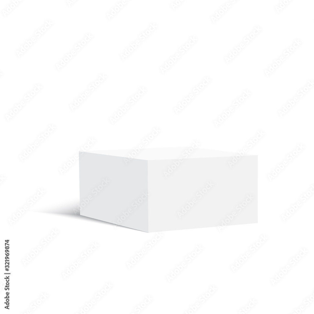 Fototapeta premium Blank vertical paper box template with soft shadow. Vector