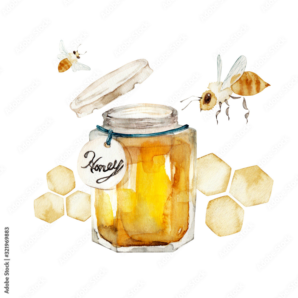 ハチミツ ミツバチ 水彩 イラスト Stock Illustration Adobe Stock ハチミツ ミツバチ 水彩 イラスト Stock Illustration Adobe Stock