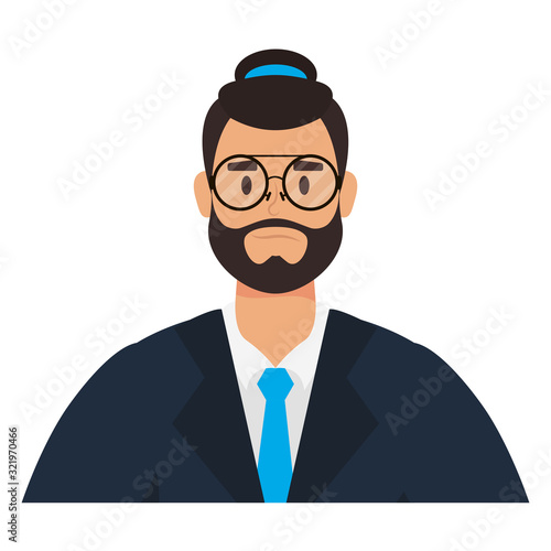 young man with beard and hat character
