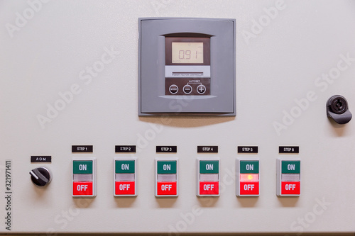 Electrical control panel in factory / Control panel photo