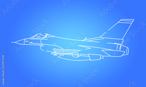 Vector Line Art Multirole Fighter Jet