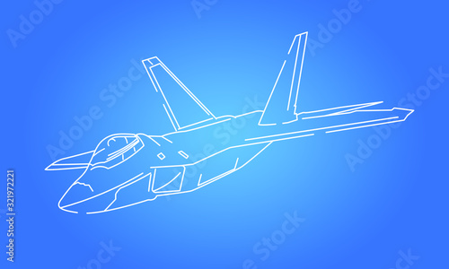 Vector Line Art Stealth Tactical Fighter Jet