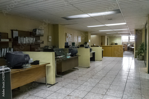 Public office of the 90´s. with wood and leather furniture