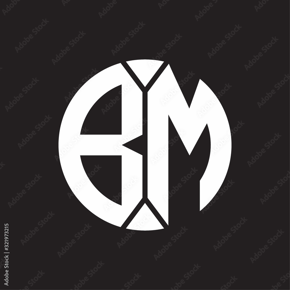 BM Logo monogram letter with shield and slice style design