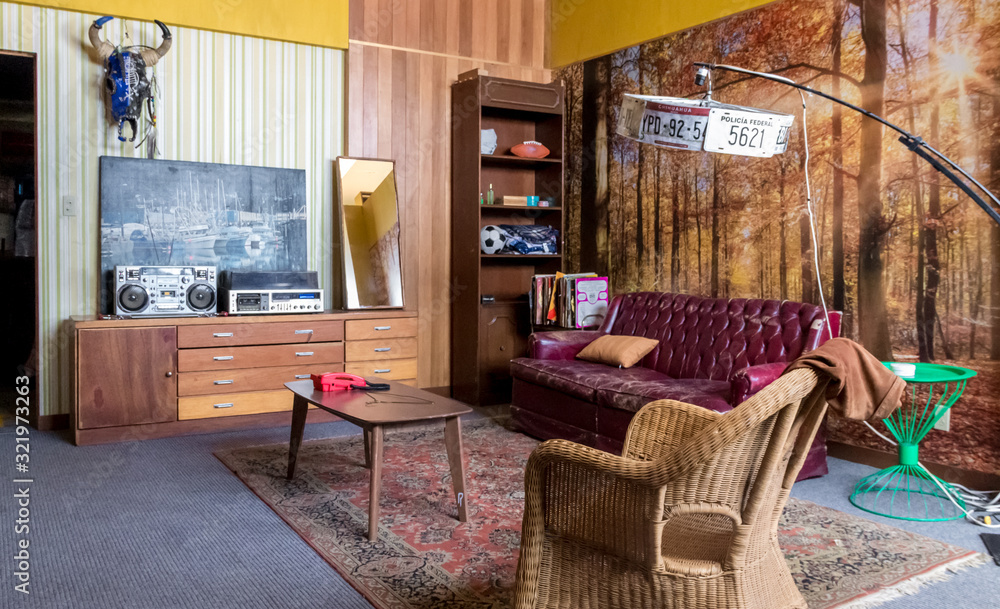 Vintage Living Room And 80s Furniture Stock Foto Adobe Stock