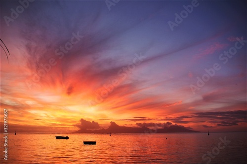 Tahiti, Moorea, île, sunset, couché du soleil