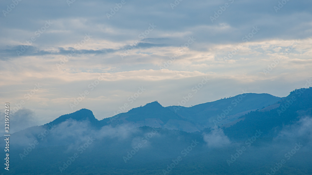 Landscape mountain blue tone background