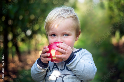 child eating an apple