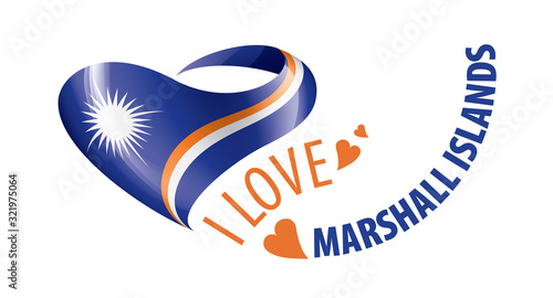 Wallpaper Mural National flag of the Marshall Islands in the shape of a heart and the inscription I love Marshall Islands. Vector illustration Torontodigital.ca
