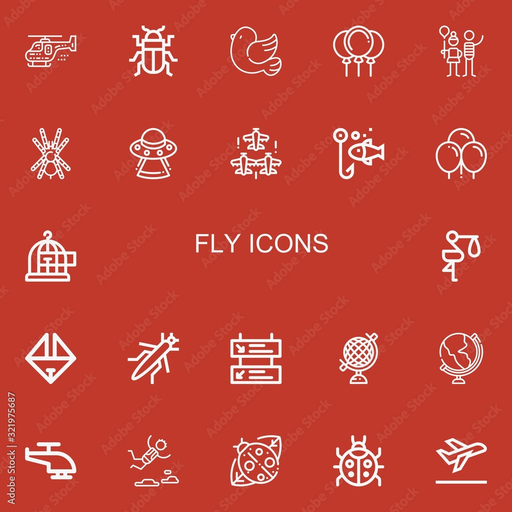 Fototapeta premium Editable 22 fly icons for web and mobile