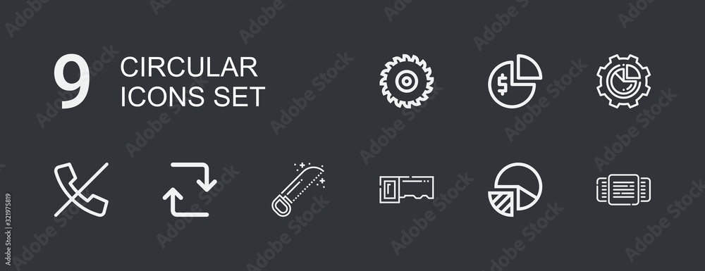 Editable 9 circular icons for web and mobile Editable 9 circular icons for web and mobile
