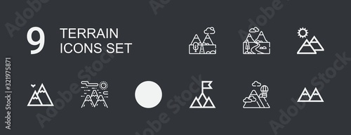 Editable 9 terrain icons for web and mobile