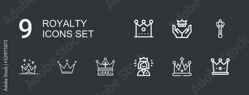 Editable 9 royalty icons for web and mobile