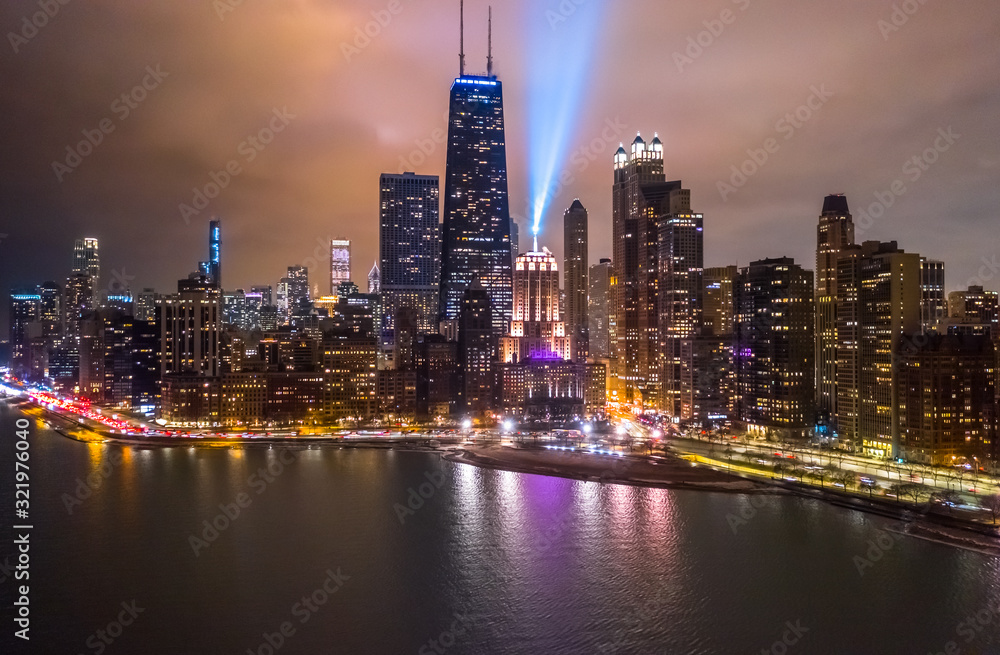 Fototapeta premium Chicago downtown buildings aerial skyline