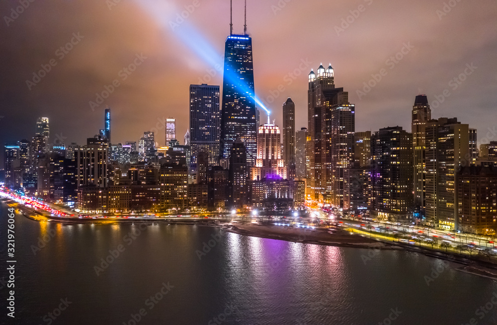 Obraz premium Chicago downtown buildings aerial skyline