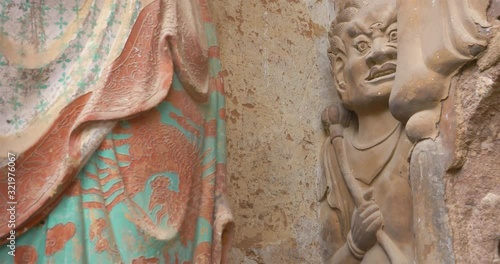 Maijishan Cave-Temple Complex in Tianshui city, Gansu Province China. A mountain with religious caves on the Silk Road