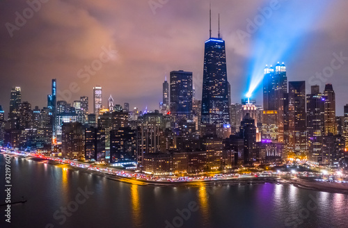 Chicago downtown buildings aerial skyline © blvdone