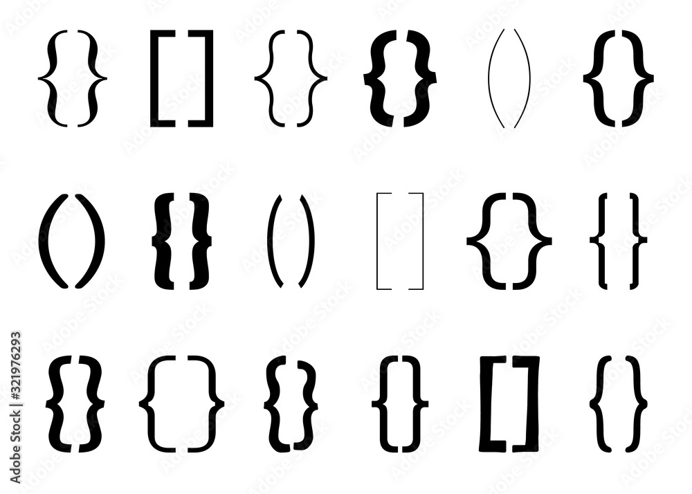 Text bracket. Vintage curly brackets symbol. Typography punctuation